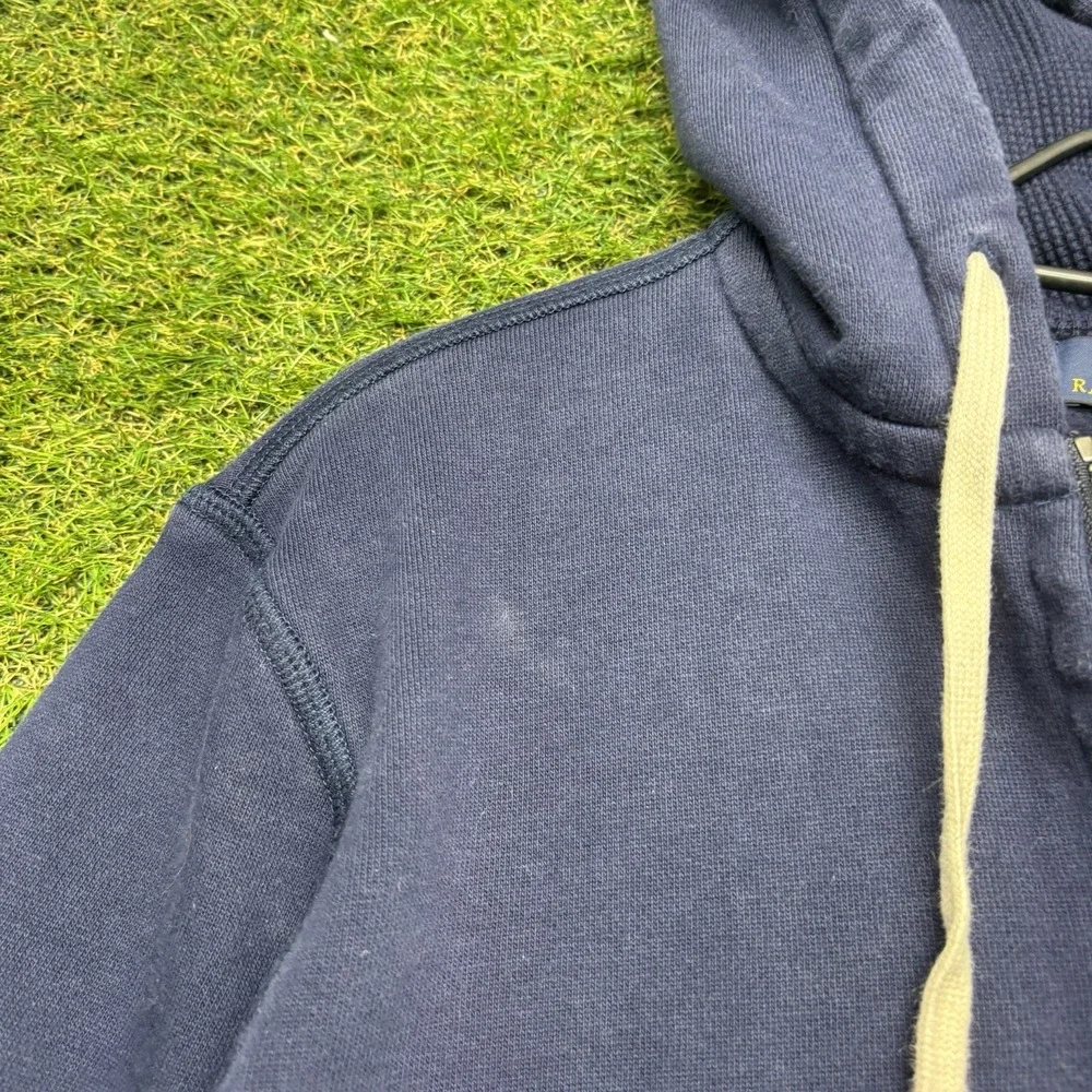 Vintage Polo Ralph Lauren Hoodie Mens Small Blue Y2K Thermal Lined Sweater